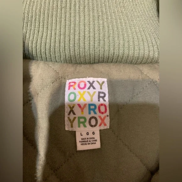 Roxy Women's Hooded Jacket Quilted Lining 100% Cotton Pockets Green Size L - Picture 4 of 10